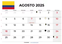 Calendario Agosto 2025 Colombia