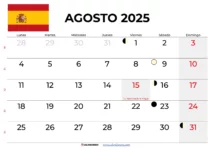 Calendario Agosto 2025 España