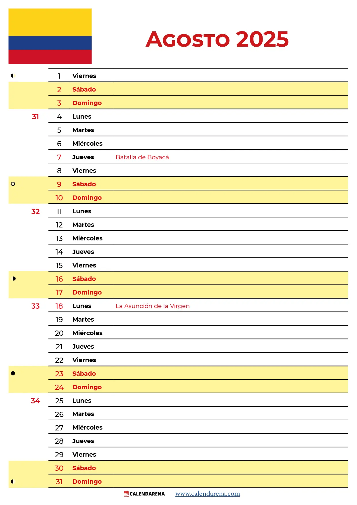 Calendario De Agosto 2025 Con Festivos Colombia