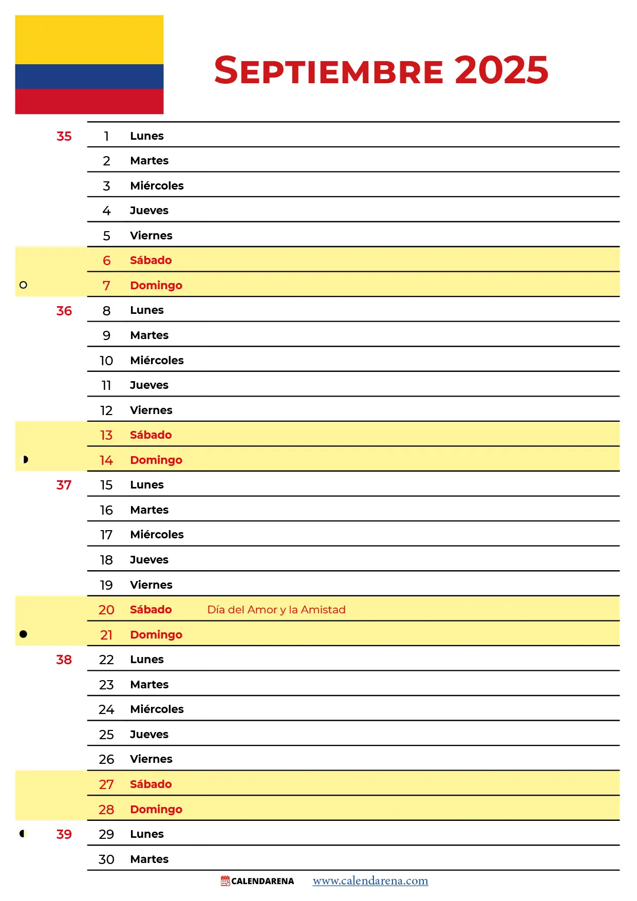 Calendario De Septiembre 2025 Colombia