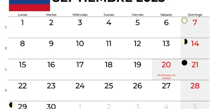 Calendario Septiembre 2025 Colombia