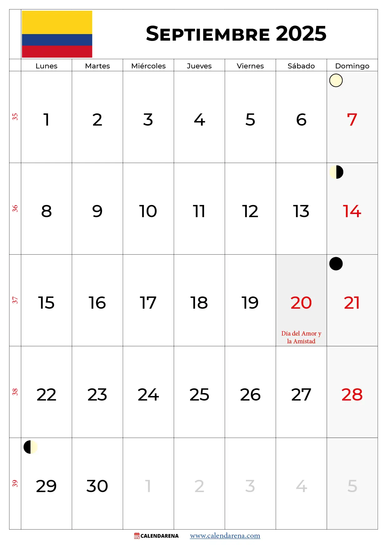 Calendario Septiembre 2025 Con Festivos Colombia