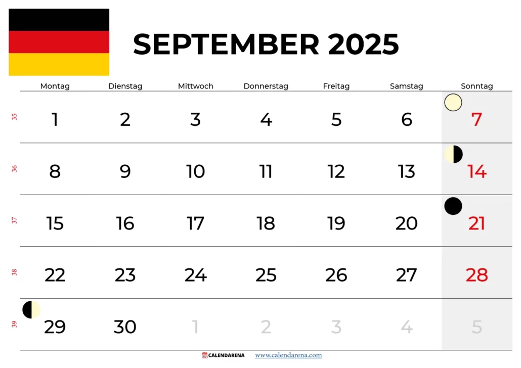 Kalender September 2025 Zum Ausdrucken