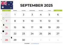 September 2025 Calendar Australia