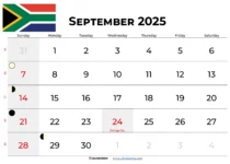 September 2025 Calendar South Africa