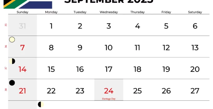 September 2025 Calendar South Africa