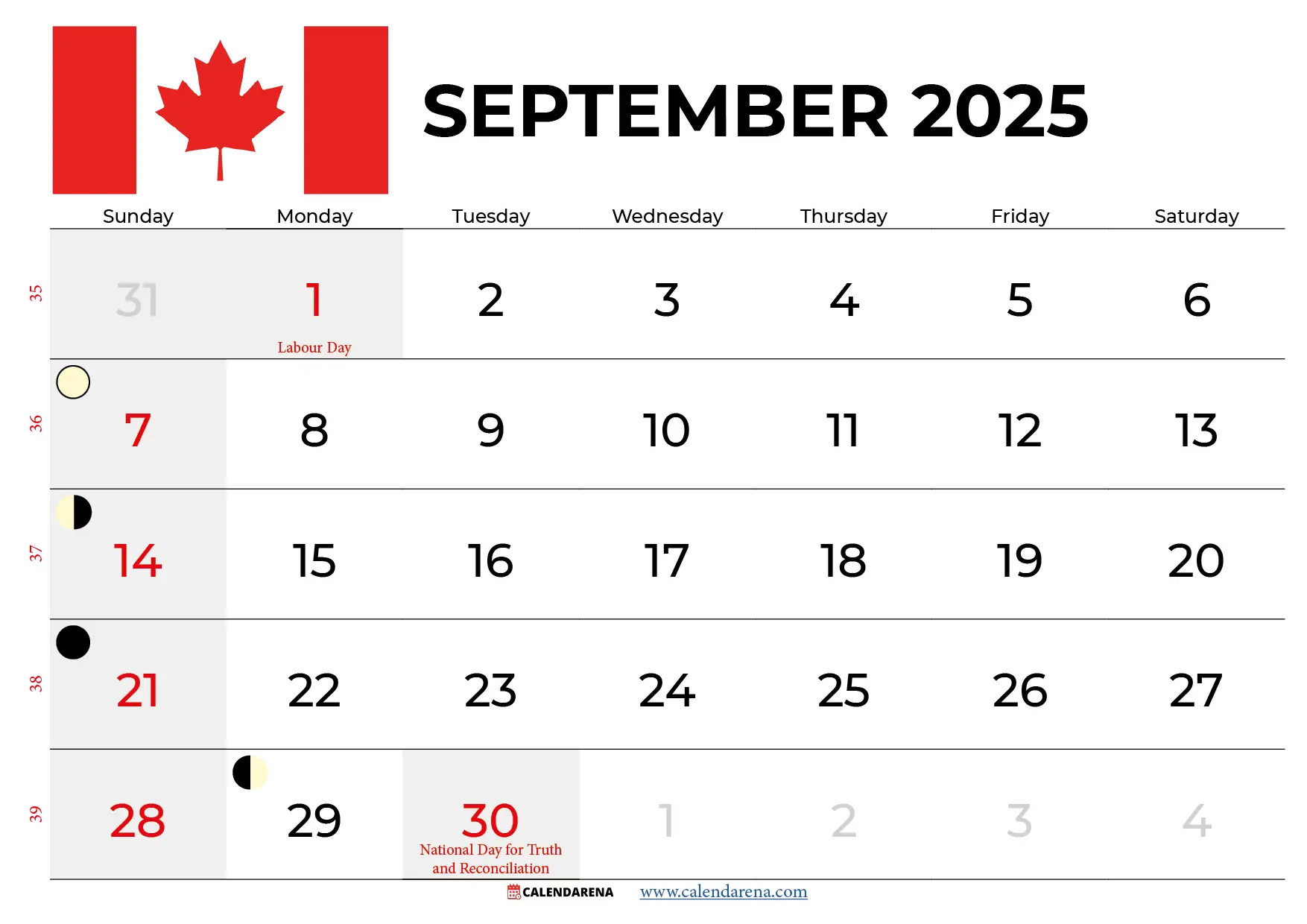 September 2025 Calendar With Holidays Canada