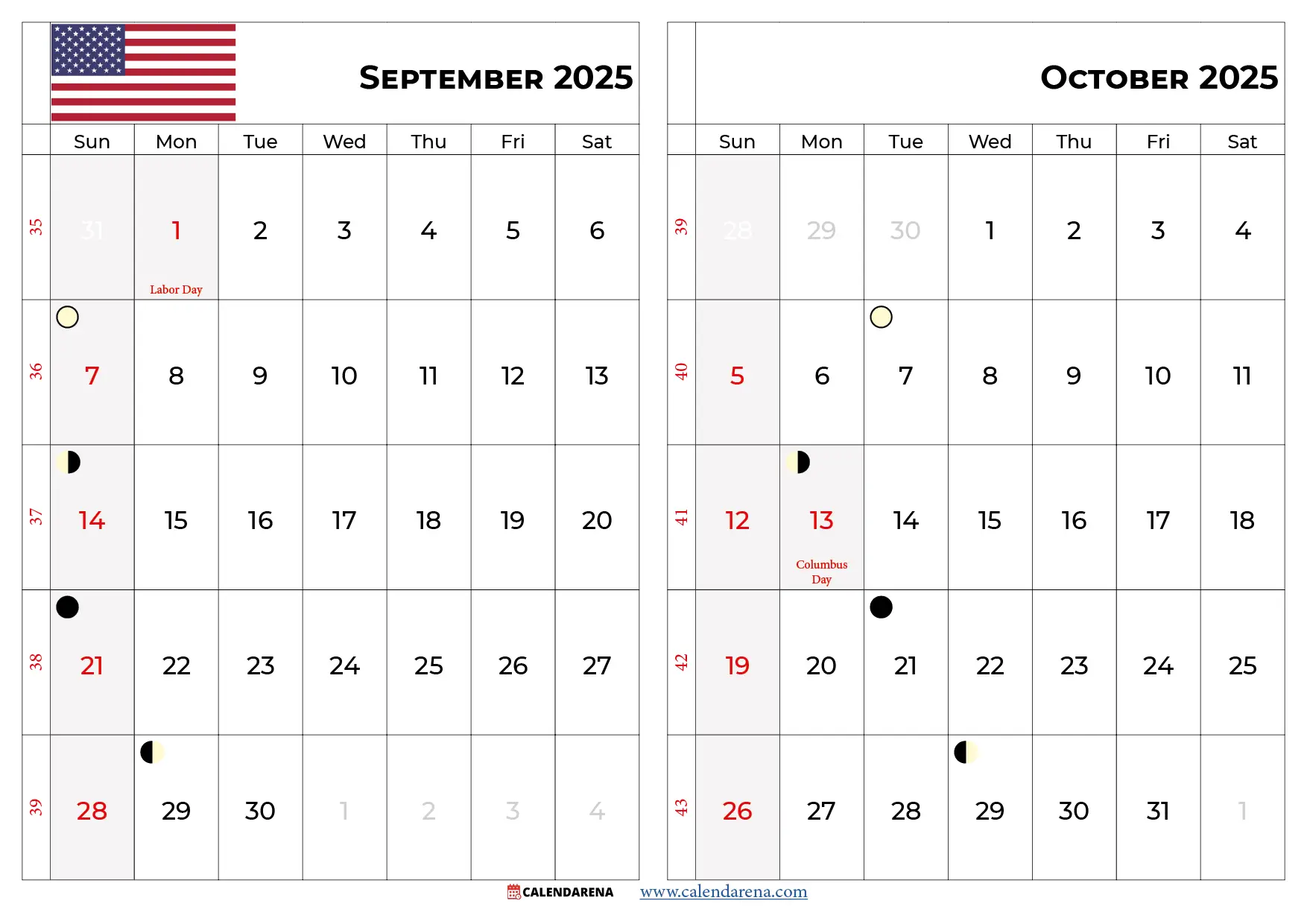 September And October 2025 Calendar