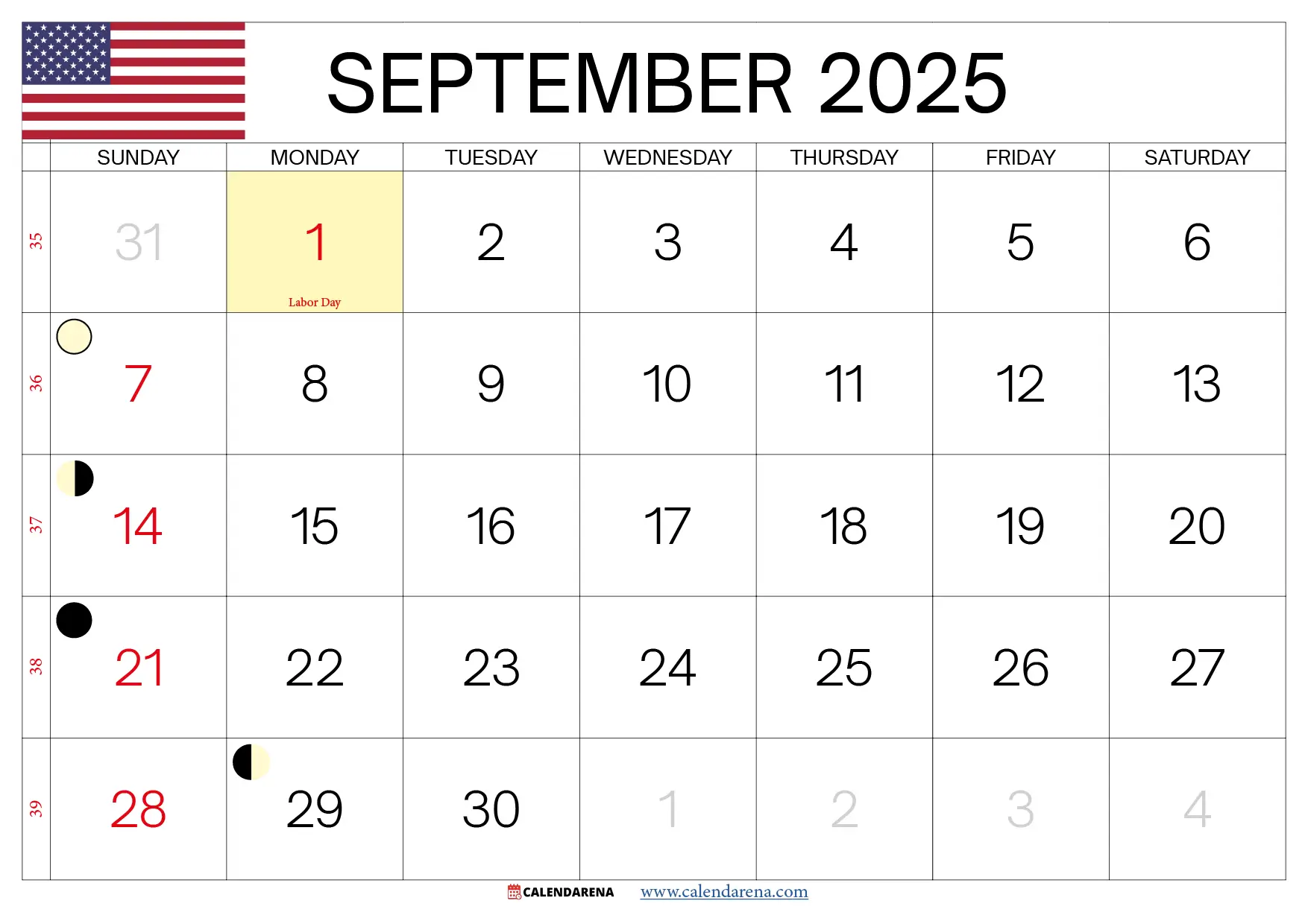 September Calendar 2025 With Holidays