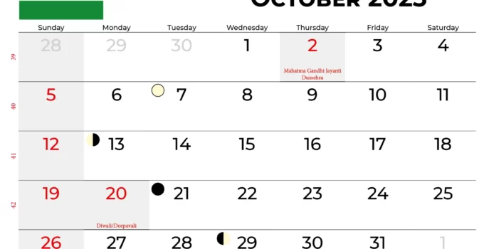 October 2025 Calendar India