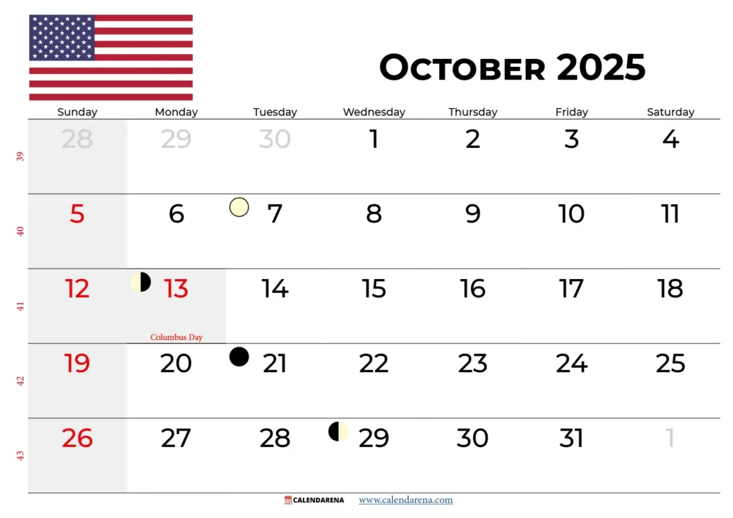 October 2025 Calendar With Holidays
