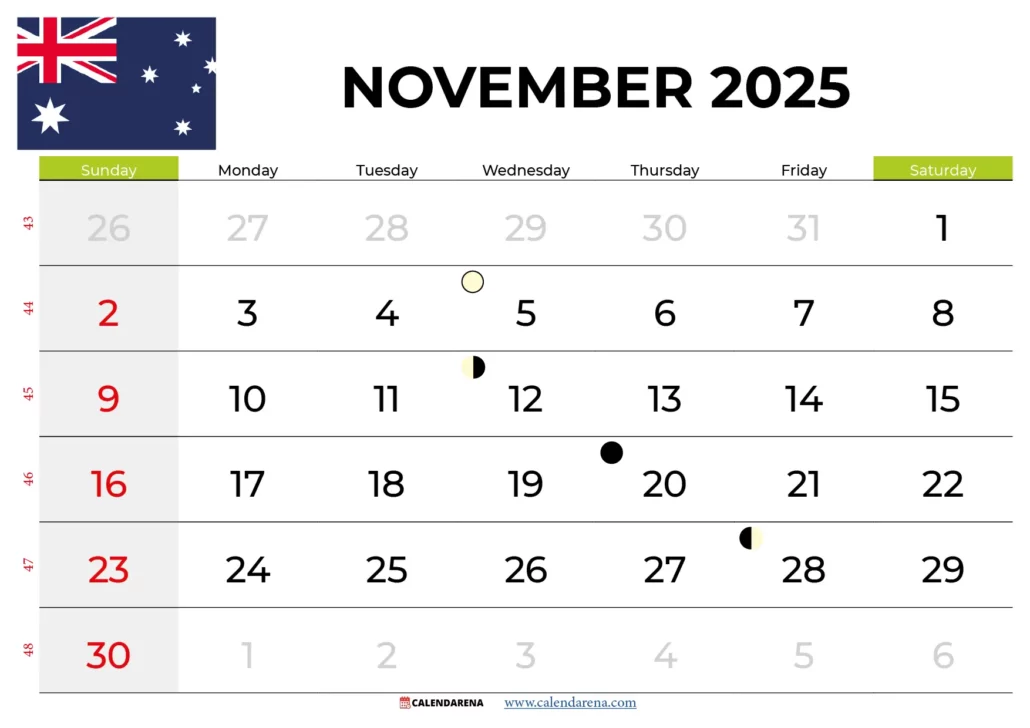 November 2025 Calendar Australia