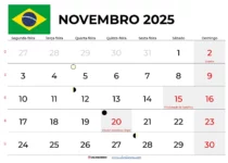 Calendário Novembro 2025 Brasil