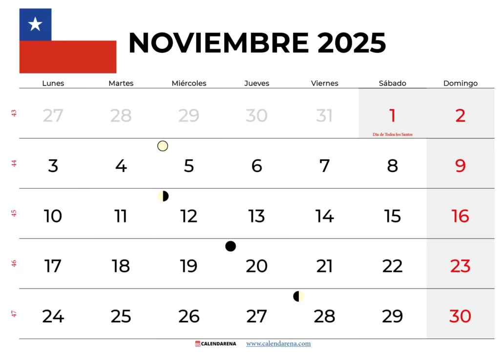 Calendario Noviembre 2025 Chile Con Feriados