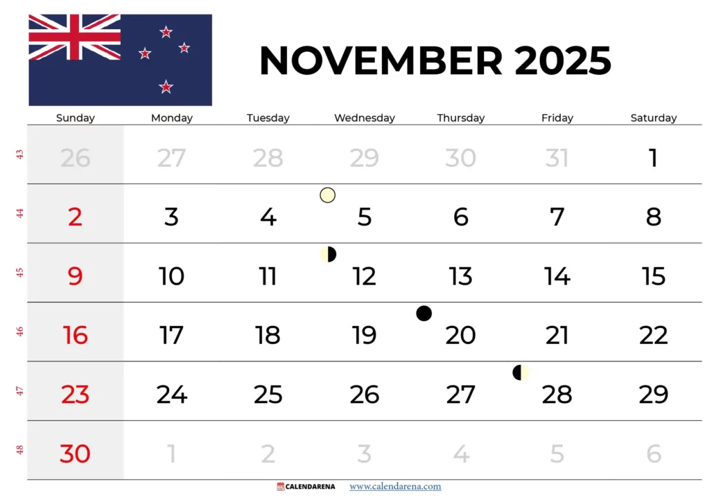 November 2025 Calendar Nz