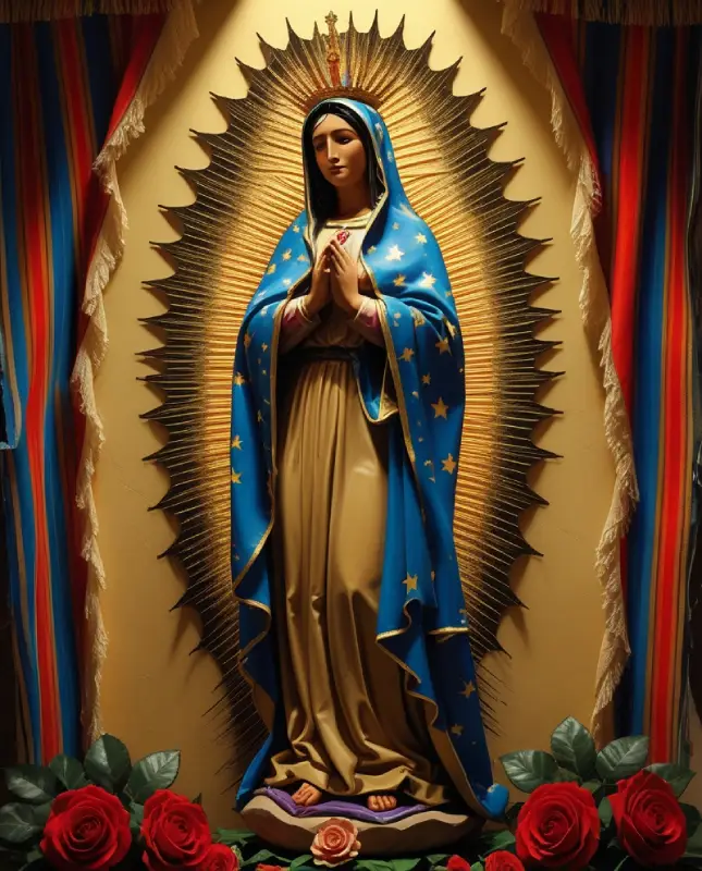 Imagem de Nossa Senhora de Guadalupe estampada na tilma de Juan Diego
