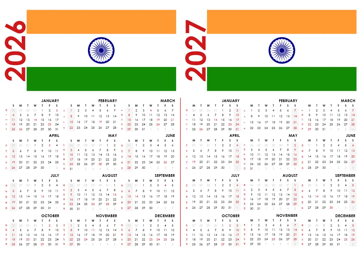 2026 2027 Calendar India