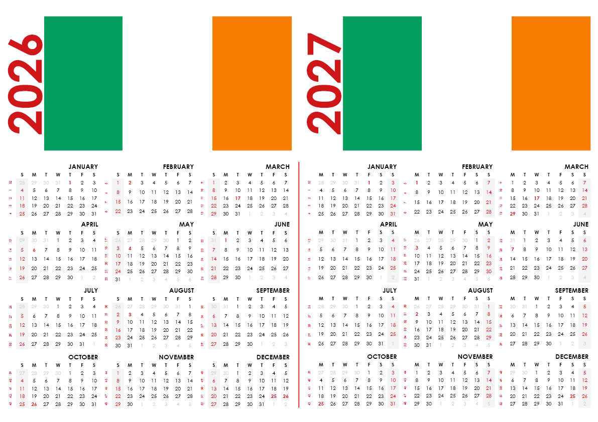 2026 Calendar Ireland Printable Get Free Download