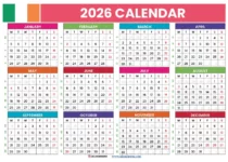 2026 Calendar Ireland Printable