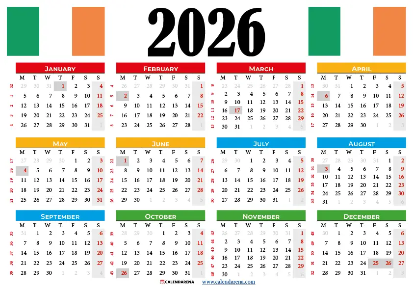 2026 Calendar With Holidays Ireland