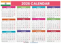 2026 Calendar With Indian Holidays PDF