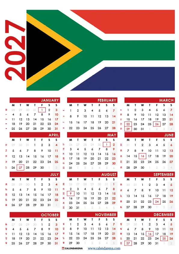 2027 Calendar South Africa
