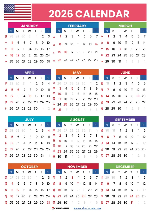 Calendar 2026 With Holidays