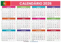 Calendário 2026 Com Feriados Portugal