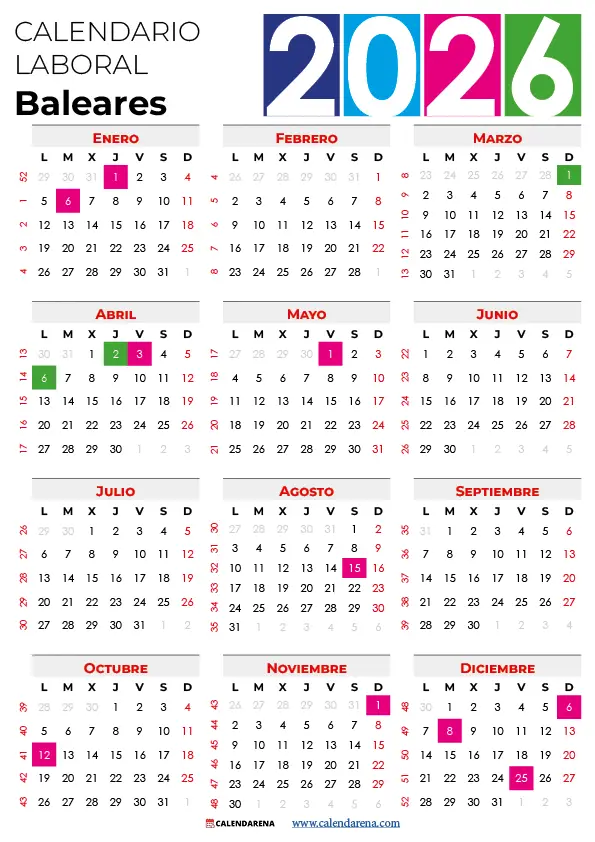 Calendario Laboral Construcción Baleares 2026