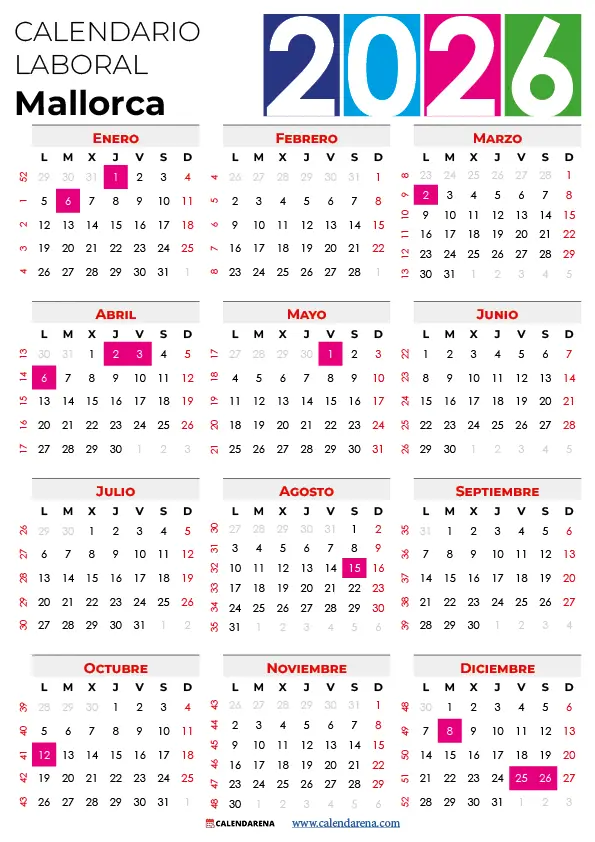 Calendario Laboral Mallorca 2026