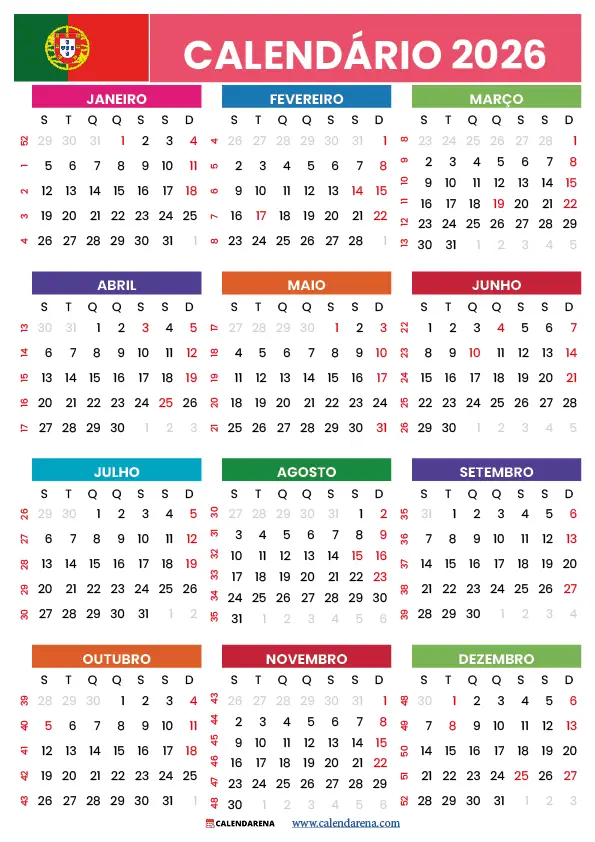 Calendario Portugal 2026