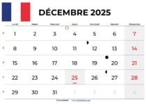 Calendrier Décembre 2025 À Imprimer