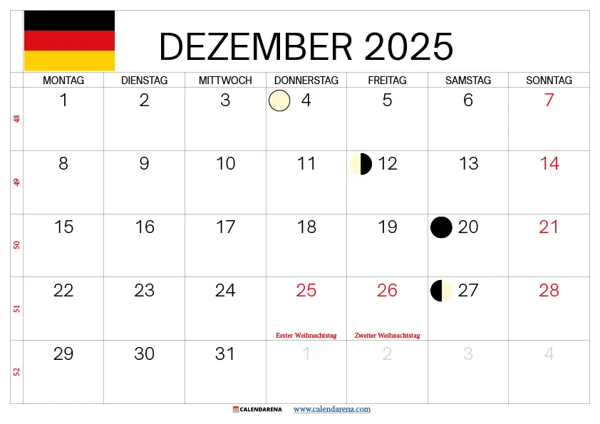 Dezember 2025 Kalender