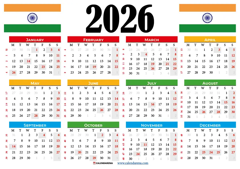 Indian Calendar 2026