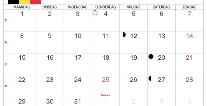 Kalender 2025 December België