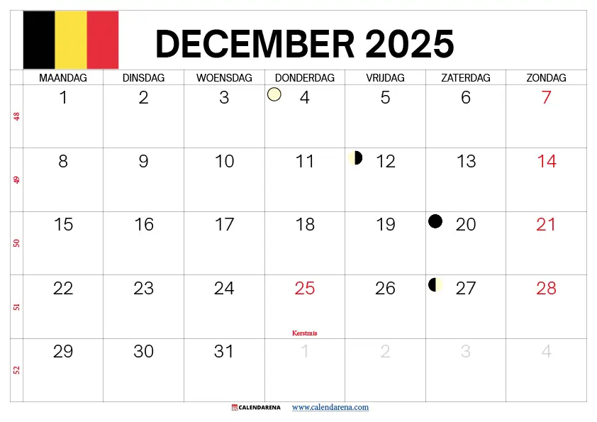 Kalender 2025 December België
