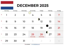 Kalender December 2025 Nederland