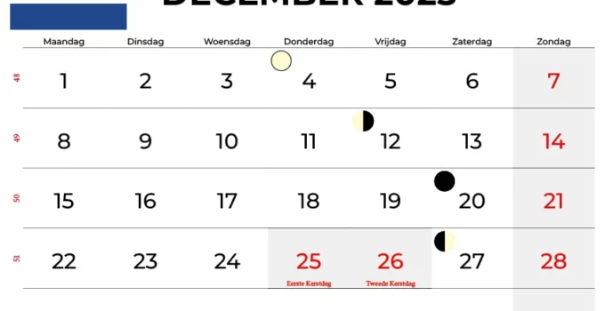 Kalender December 2025 Nederland