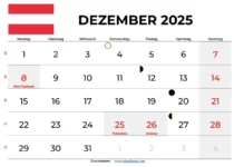Kalender Dezember 2024 Österreich