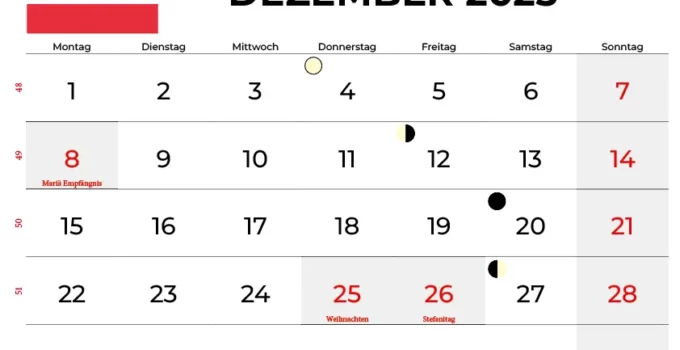 Kalender Dezember 2024 Österreich