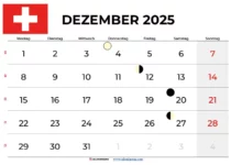Kalender Dezember 2025 Zum Ausdrucken Schweiz