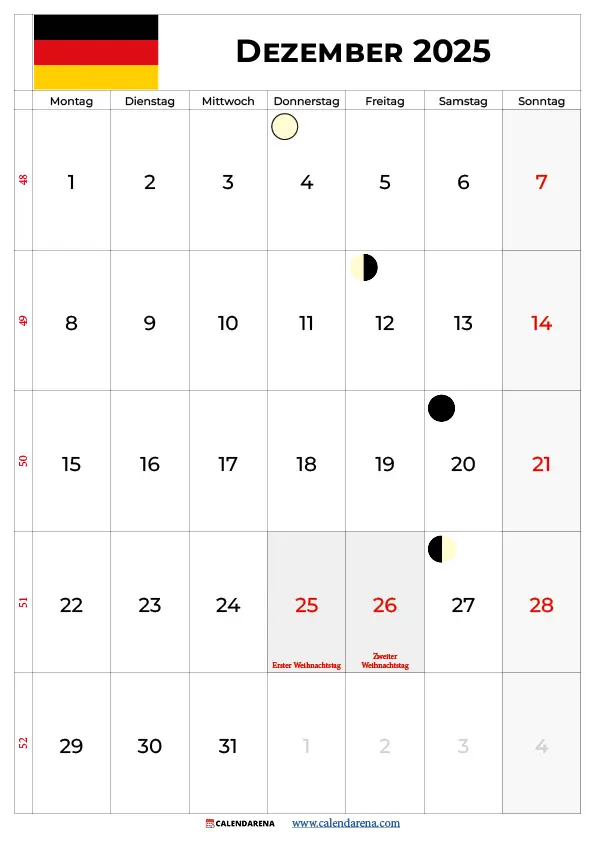 Kalender Dezember 25