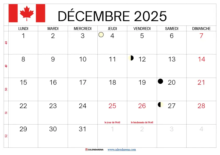 Mois De Décembre 2025 Canada