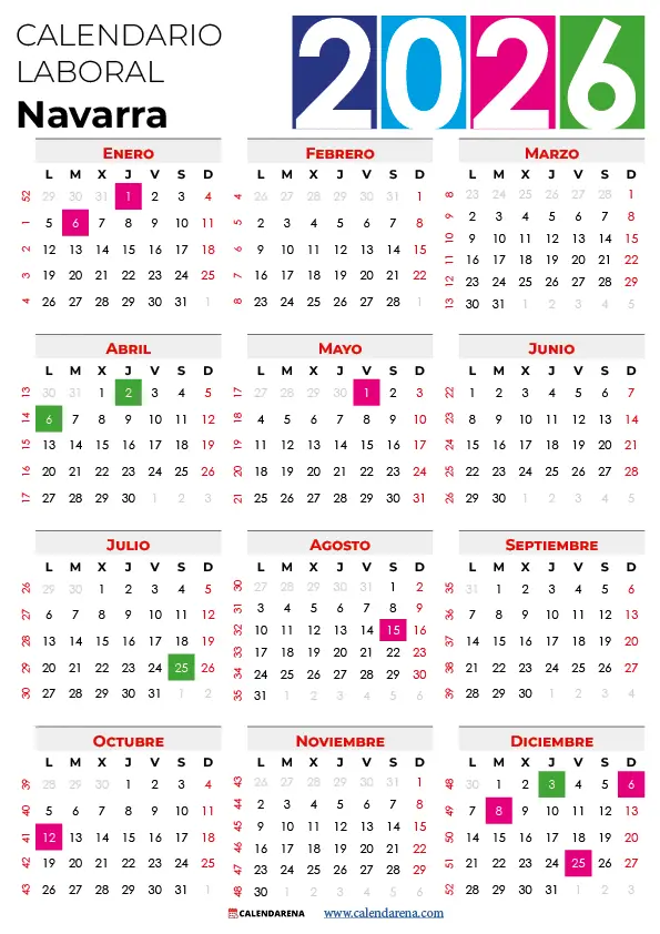 calendario 2026 navarra