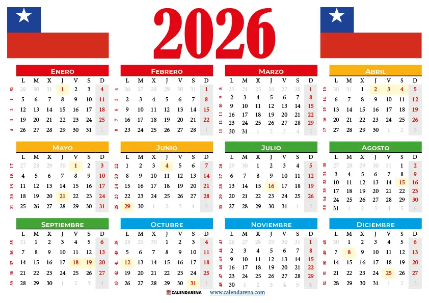 Calendario 2026 Chile Con Feriados