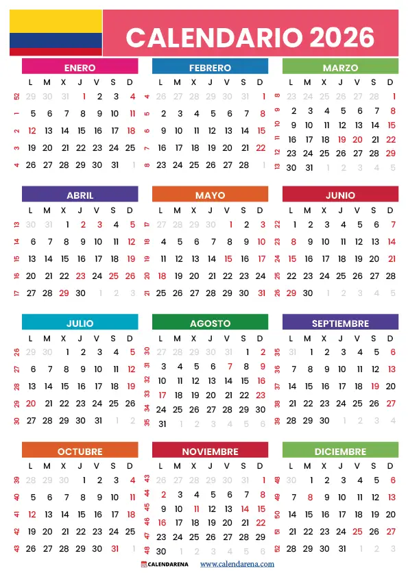Calendario 2026 Colombia