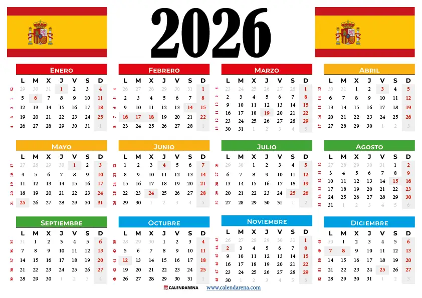 Calendario 2026 Para Imprimir España