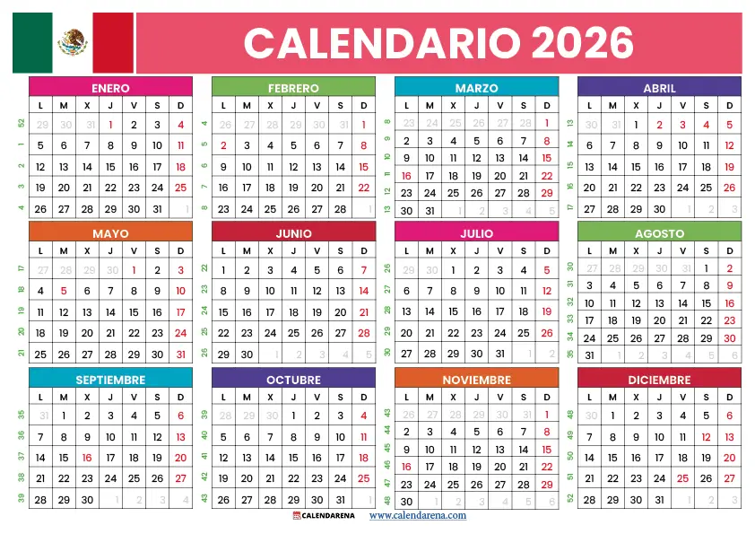 Calendario 2026 Pdf México