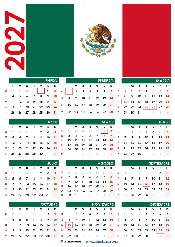 Calendario 2027 Pdf México