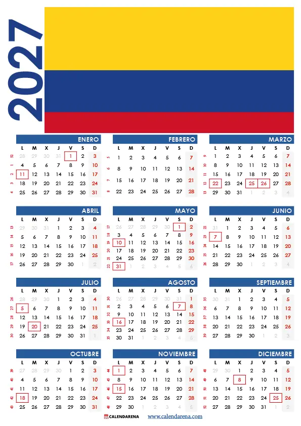 Calendario Colombia 2027